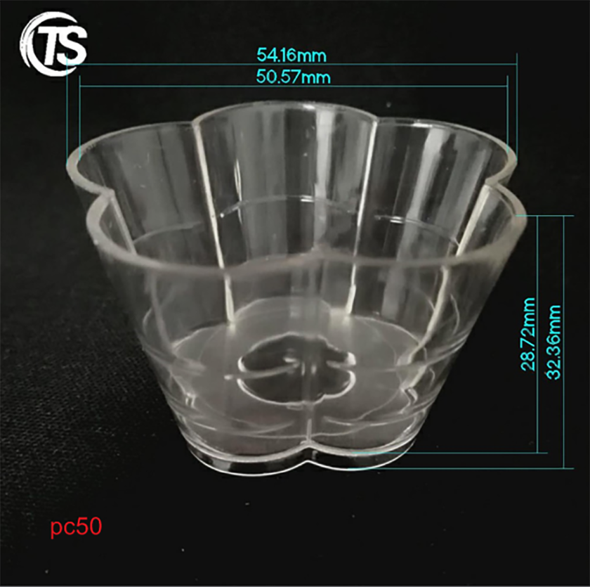 PC50大梅花形塑料蜡烛壳尺寸图